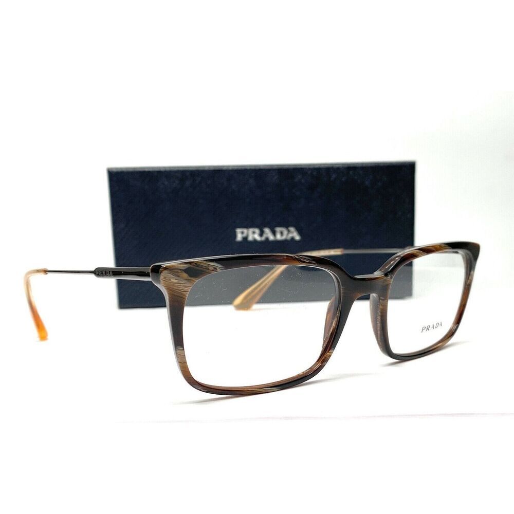 NWT Prada PR16UV Brown Square 53mm Eyeglasses